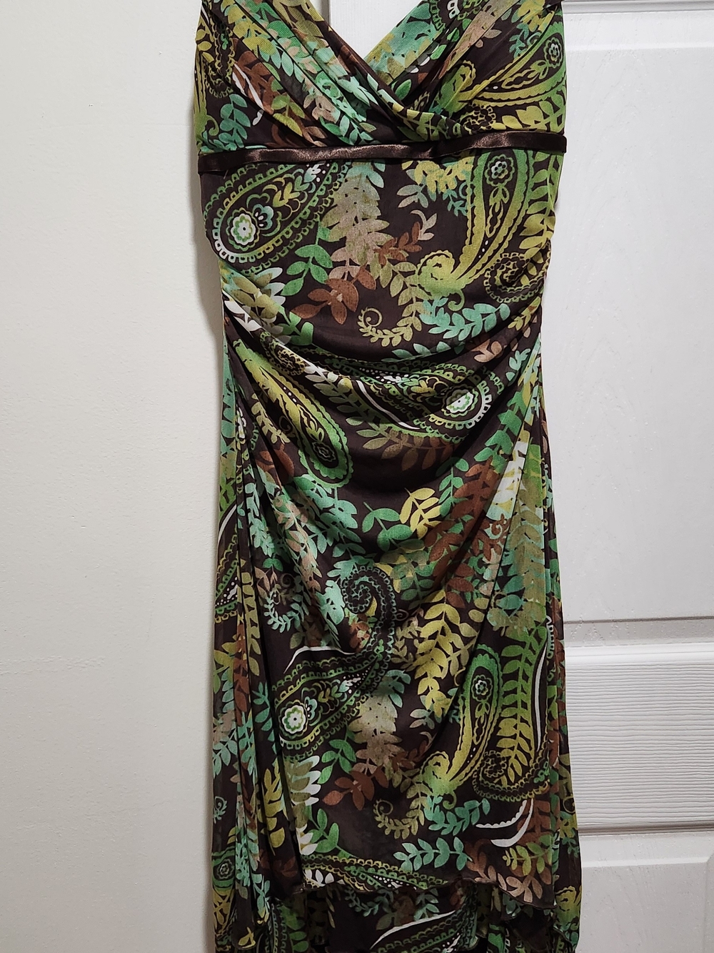 Ruby Rox Brown and Green Paisley Dress